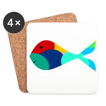 SARDINE. FISH. APRIL FOOL. EASTER. SEA - Coasters (set of 4) - white - Front