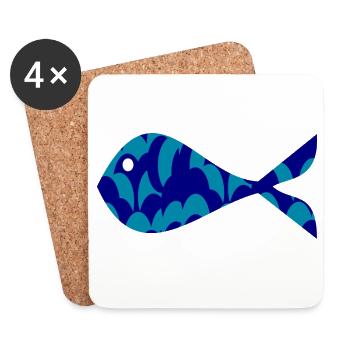 SARDINE. FISH. APRIL FOOL. EASTER. SEA - Coasters (set of 4) - white - Front