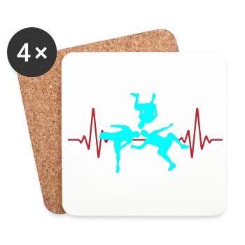 Heartbeat Parkour Sideflip | Colors can be changed - Coasters (set of 4) - white - Front