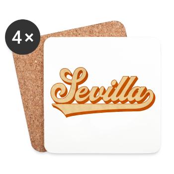 Sevilla Retro Schriftzug - Untersetzer (4er-Set) - Weiß - Vorne