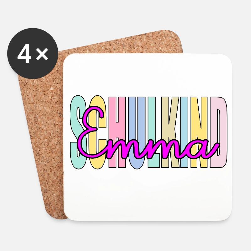 Schulkind Mädchen Emma Name - Untersetzer (4er-Set) - Weiß