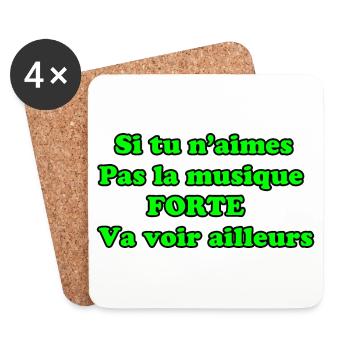 Citation musique forte ou rien vert - Dessous de verre (lot de 4) - blanc - Devant