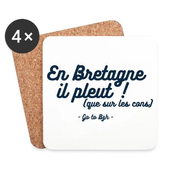 Pluie Bretonne Sélective (que sur les cons) - Dessous de verre (lot de 4) - blanc - Devant