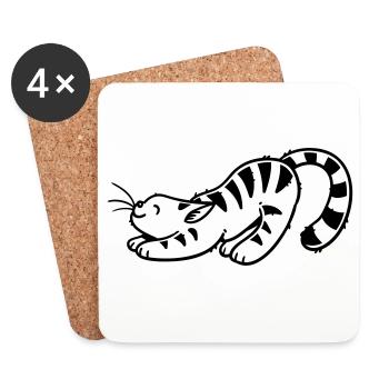 Cartoon Kitten - Coasters (set of 4) - white - Front