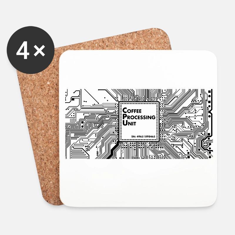 Coffee Processing Unit - Coasters (set of 4) - white