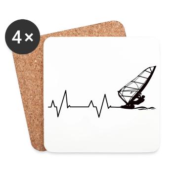 Heartbeat Surfer Surfer - Coasters (set of 4) - white - Front