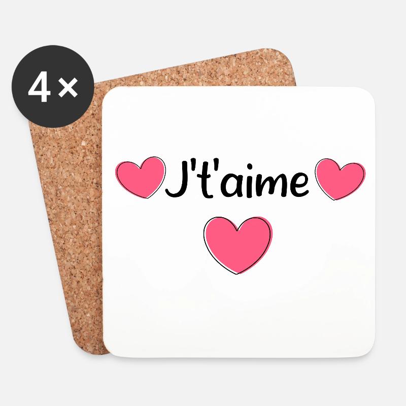 Valentinstag Pink Heart, Valentinstag - Untersetzer (4er-Set) - Weiß