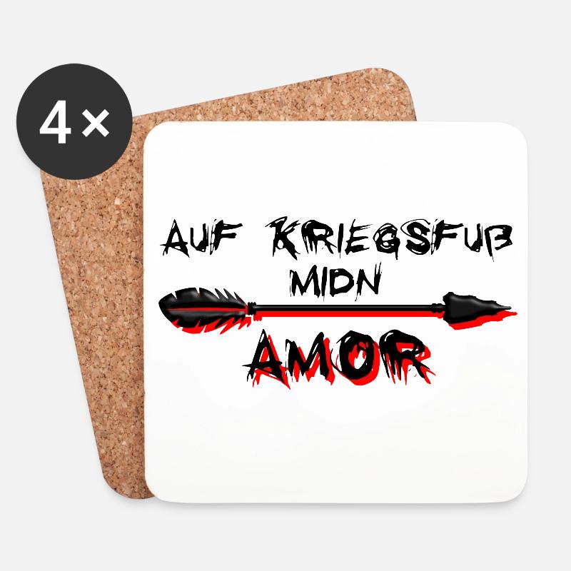 auf Kriegsfuß midn Amor - auf Kriegsfuß mit Amor - Untersetzer (4er-Set) - Weiß
