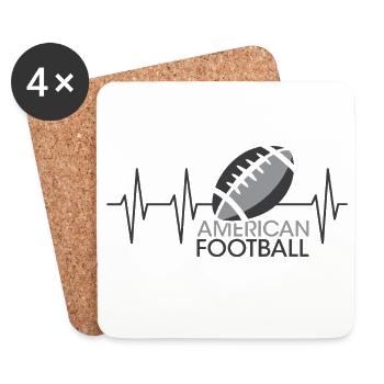 Impulsion de l’icône de l’icône de balle de battement de cœur de football américain - Dessous de verre (lot de 4) - blanc - Devant