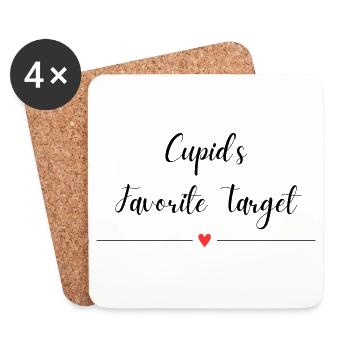 La cible préférée de Cupidon - Dessous de verre (lot de 4) - blanc - Devant
