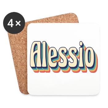 Alessio Retro Vintage T-Shirt T-Shirt Geschenk - Untersetzer (4er-Set) - Weiß - Vorne