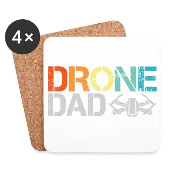 drone papa rétro vintage design drone vol icône - Dessous de verre (lot de 4) - blanc - Devant