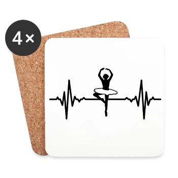Ballet Dancer Heart Line - Coasters (set of 4) - white - Front