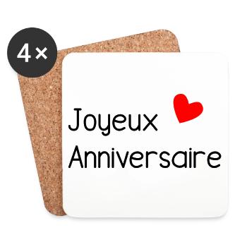 HAPPY BIRTHDAY. HAPPY BIRTHDAY. ANNIVERSARY. - Coasters (set of 4) - white - Front