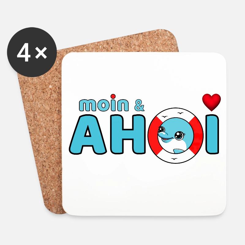 Moin und Ahoi - Untersetzer (4er-Set) - Weiß