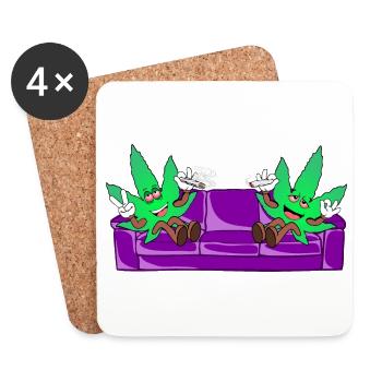 Die Blooms - Weed Cannabis Stoned Couch Chiller - Untersetzer (4er-Set) - Weiß - Vorne