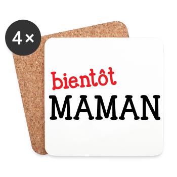 bientôt Maman ! Cadeau de grossesse - Dessous de verre (lot de 4) - blanc - Devant
