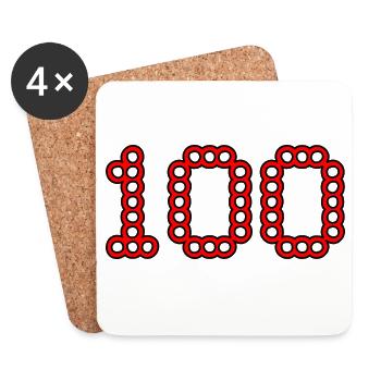 100. 100 YEARS. 100th ANNIVERSARY. BIRTHDAY 100 - Coasters (set of 4) - white - Front