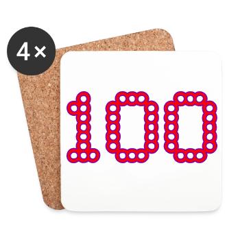100. 100 ANS. 100e ANNIVERSAIRE. ANNIVERSAIRE 100 - Dessous de verre (lot de 4) - blanc - Devant