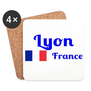 Lyon France- Imprimés stylés - Dessous de verre (lot de 4) - blanc - Devant