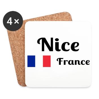 Nizza Frankreich - Stilvolle Drucke - Untersetzer (4er-Set) - Weiß - Vorne