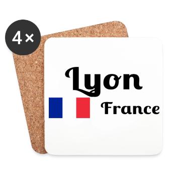 Lyon France- Imprimés stylés - Dessous de verre (lot de 4) - blanc - Devant