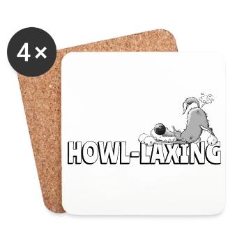 Wolf fart saying I farting wild animal cartoon - Coasters (set of 4) - white - Front