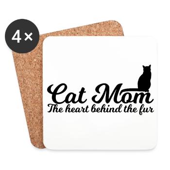 Maman chat - Dessous de verre (lot de 4) - blanc - Devant