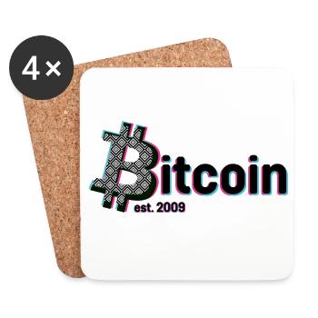Bitcoin est 2009 PopArt - Untersetzer (4er-Set) - Weiß - Vorne