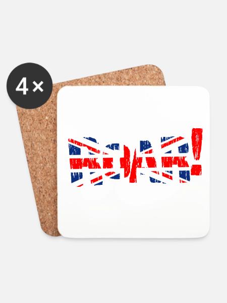 ROAR UK United Kingdom Flag - Coasters (set of 4) - white