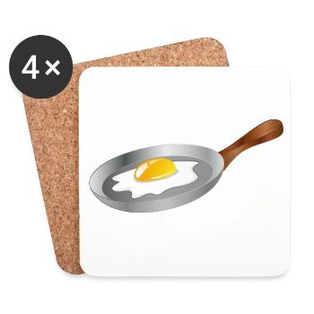 Œuf au plat dans une poêle – petit-déjeuner au charme rétro - Dessous de verre (lot de 4) - blanc - Devant