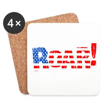 ROAR USA - Cri de guerre États-Unis d’Amérique - Dessous de verre (lot de 4) - blanc - Devant