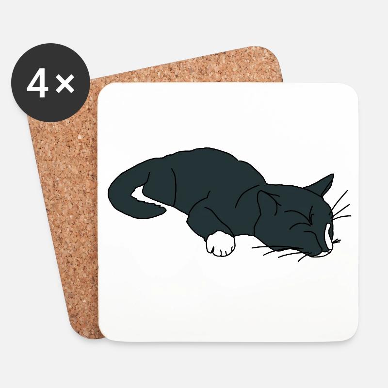 Schlafende Katze - Untersetzer (4er-Set) - Weiß