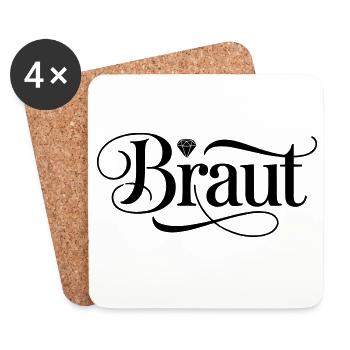 Braut - Diamant! Personalisierbar - Untersetzer (4er-Set) - Weiß - Vorne