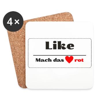 Like mach das Herz rot - Untersetzer (4er-Set) - Weiß - Vorne