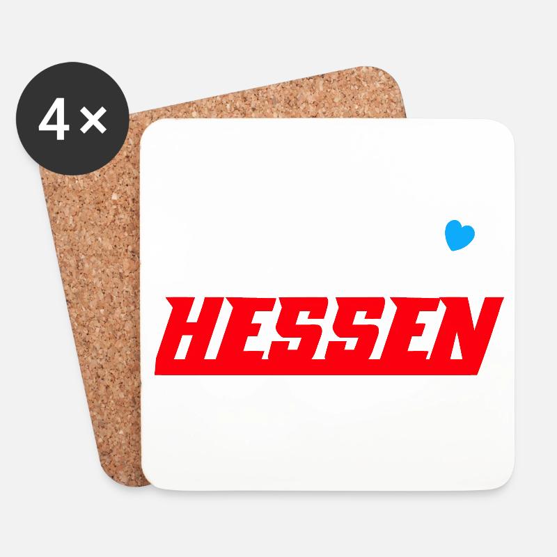Made in Hessen Logo mit Herz - Untersetzer (4er-Set) - Weiß