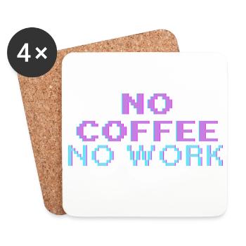 No Coffee No Work – Retro Gaming Pixel Art T-Shirt - Coasters (set of 4) - white - Front