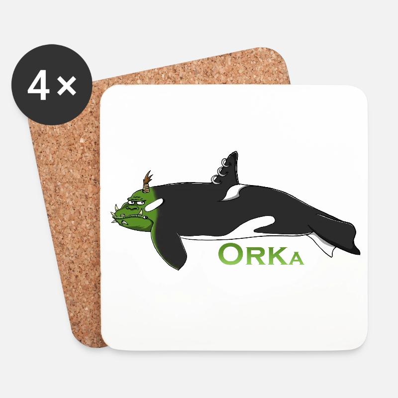 Humorvoller Orca - Untersetzer (4er-Set) - Weiß