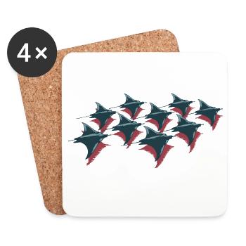 Manta Ray School – Elegant Underwater World - Coasters (set of 4) - white - Front
