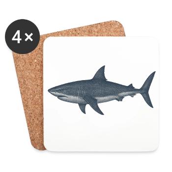 Illustration de requin des profondeurs - Dessous de verre (lot de 4) - blanc - Devant