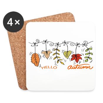 Hello Autumn Autumnal leaves - Coasters (set of 4) - white - Front