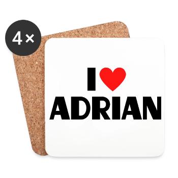 I love Adrian Red Heart Love Fan Gift - Coasters (set of 4) - white - Front
