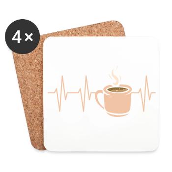 Kaffee Puls Herzschlag Tasse Design - Untersetzer (4er-Set) - Weiß - Vorne