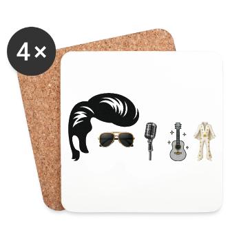 EP Popmusik Ikonischer Retro Stil - Untersetzer (4er-Set) - Weiß - Vorne