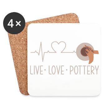 Vivre l’amour poterie Heartbeat Art - Dessous de verre (lot de 4) - blanc - Devant