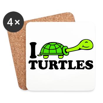 I Love Turtles I Love Logo Cute - Coasters (set of 4) - white - Front