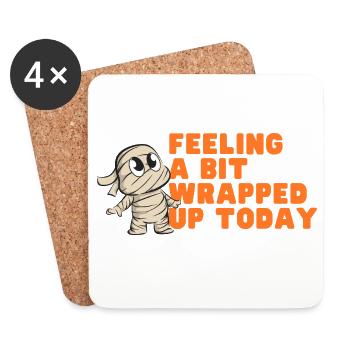 Wrapped Up Today T-shirt graphique momie - Dessous de verre (lot de 4) - blanc - Devant