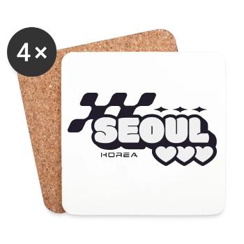Seoul Retro Herzen - Untersetzer (4er-Set) - Weiß - Vorne
