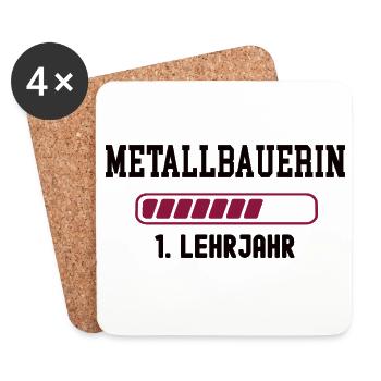 Apprenticeship as a metal worker in the 1st year of apprenticeship in metal construction - Coasters (set of 4) - white - Front