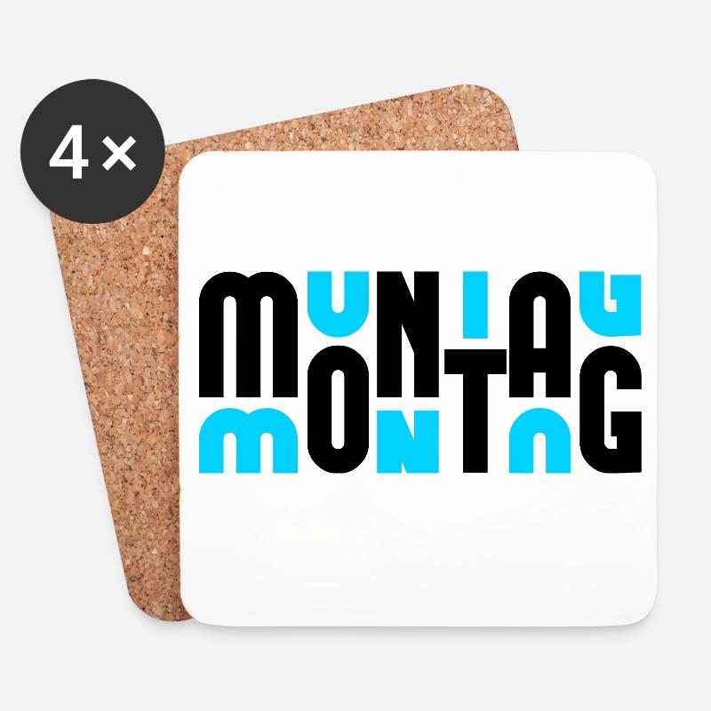 Montag Black/Cyan - Untersetzer (4er-Set) - Weiß